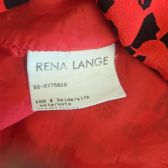 Rena Lange Vintage 100% Silk Red and Black Elephant Pattern Skirt - Picture 5 of 6
